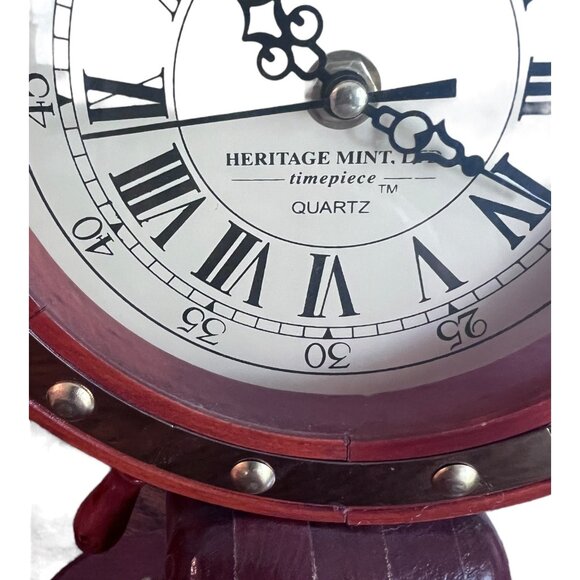 Ship Wheel Pedestal Style Mantel Clock Heritage Mint Wood Blocks and Tackle - Picture 2 of 9